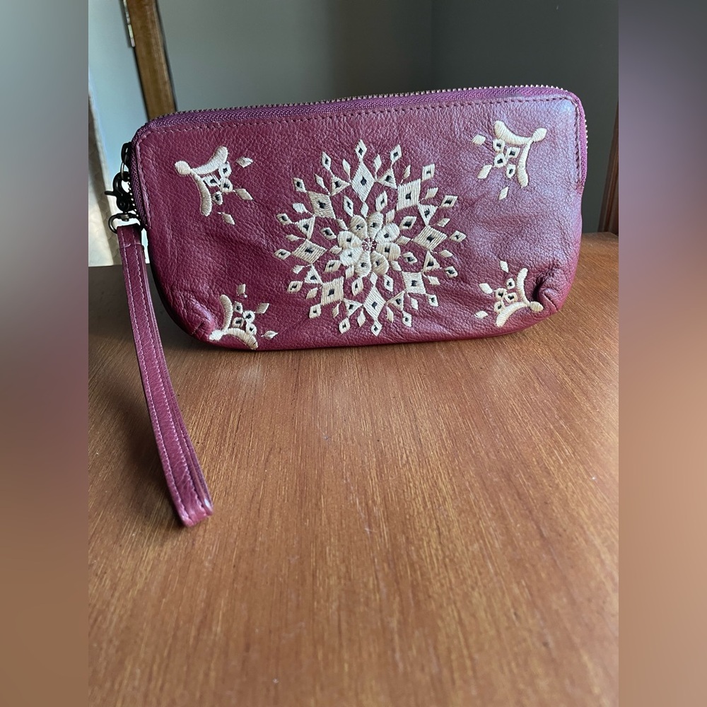 Lucky Brand Leather Embroidered Wristlet Casbah Boho